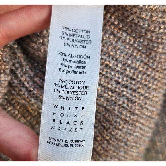 White House Black Market Sweater Womens Medium Gray Metallic Ombre Cowl Neck - Picture 9 of 9
